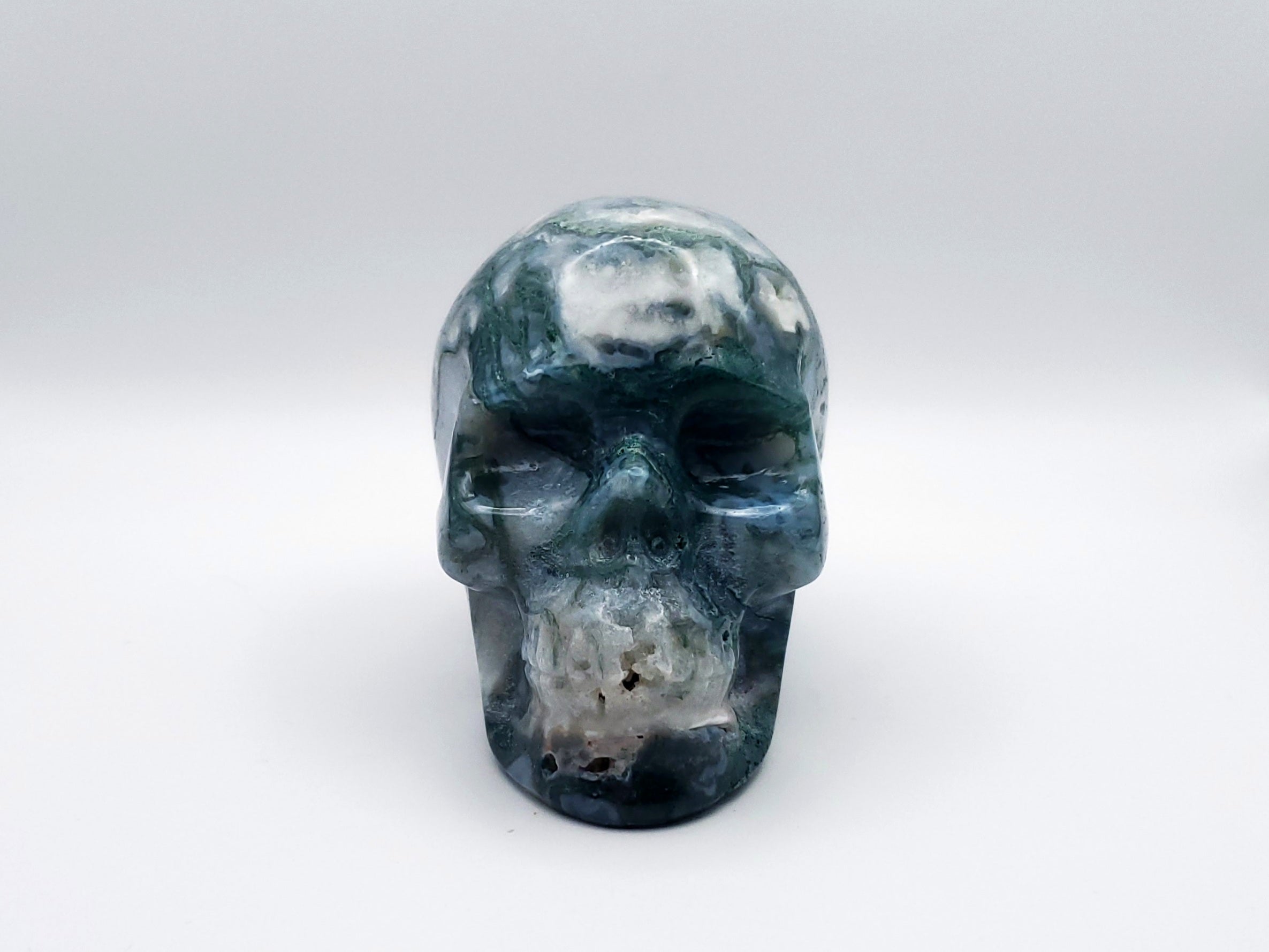 Moss Agate Skulls