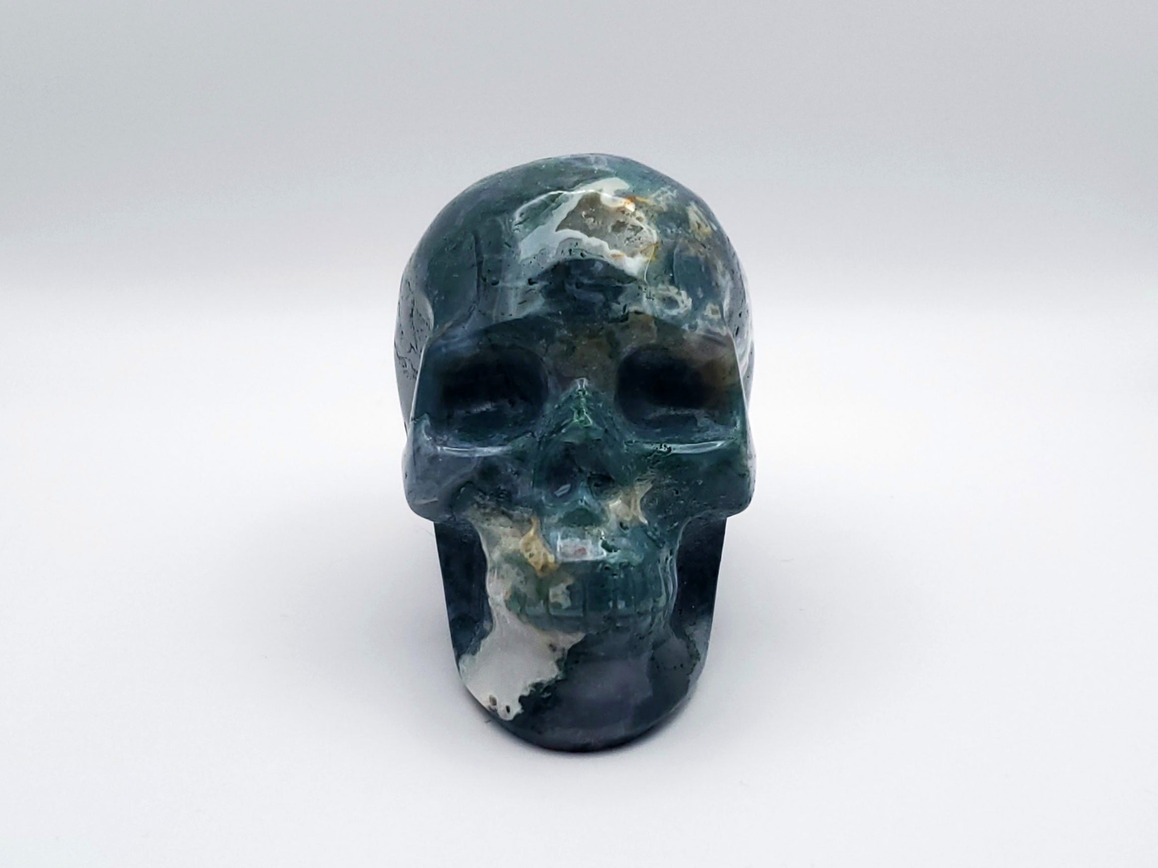 Moss Agate Skulls