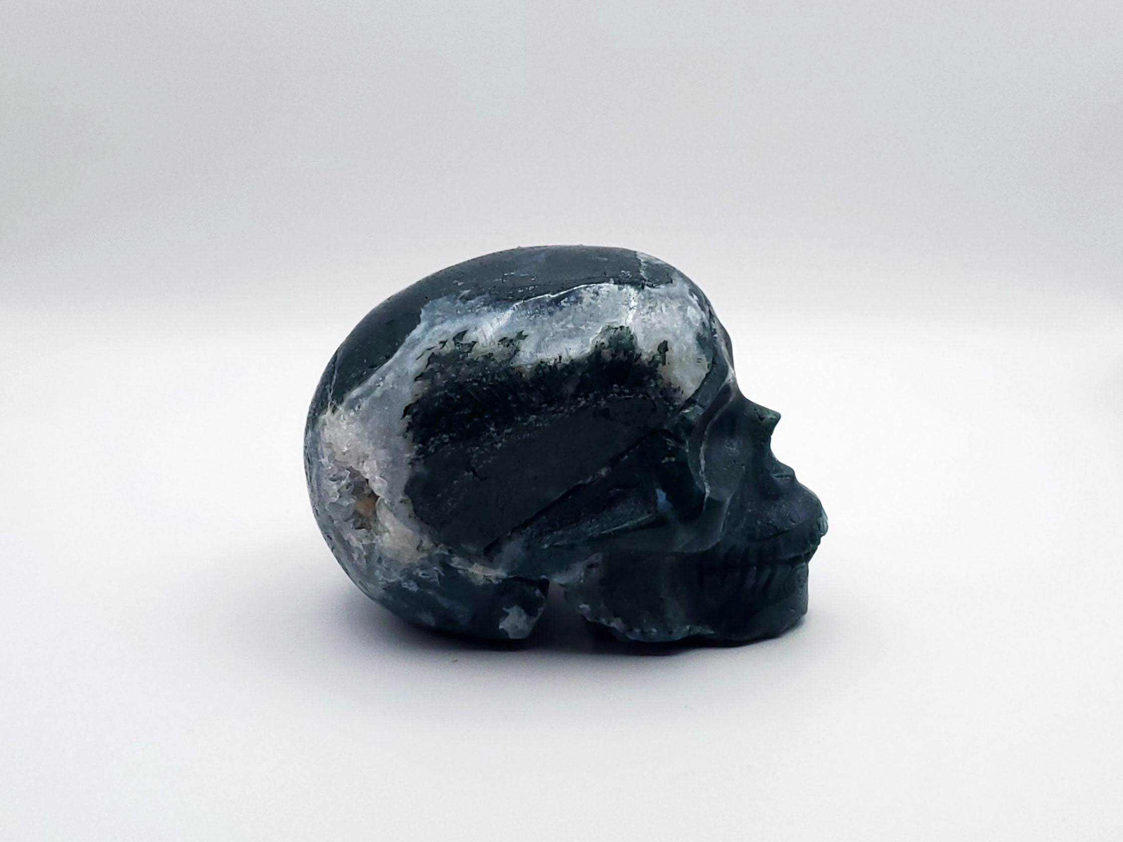 Moss Agate Skulls
