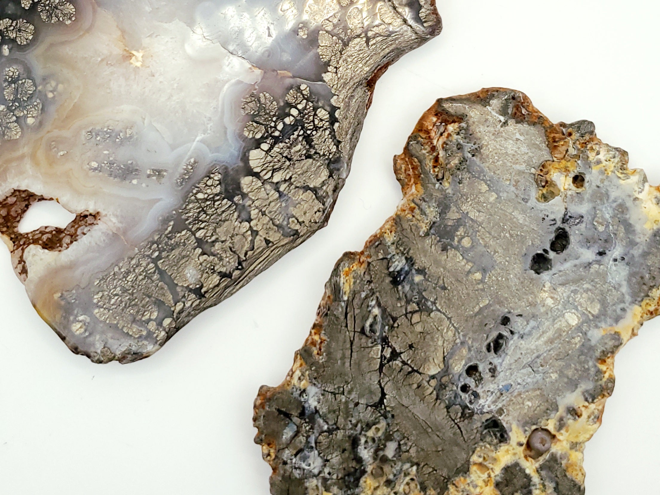 Marcasite Plume Agate Slabs
