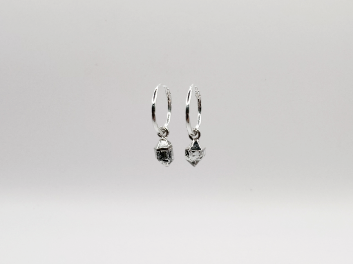 Mini Herkimer Hoop Earrings • Silver